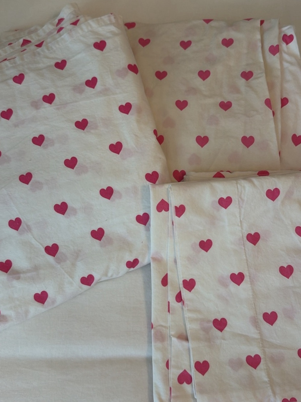 Kids Heart Print sheet Set - Pink Hearts on White. Pottery Barn Kids Full size